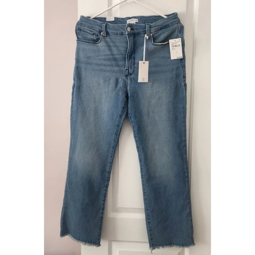 NWT Good American GOOD LEGS STRAIGHT JEANS GSPFH941T Size 10/30 Inseam 27.5" - Picture 2 of 12